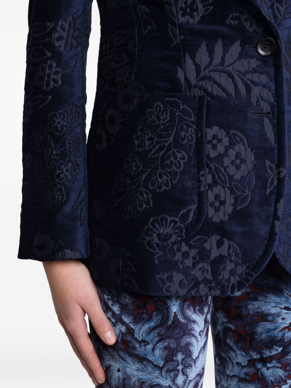 floral jacquard blazer - 4