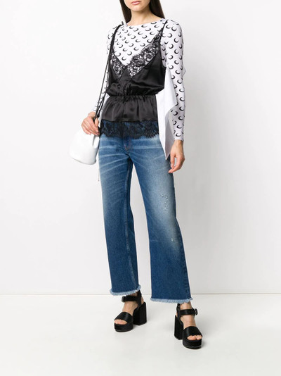 MM6 Maison Margiela asymmetric lace-detail top outlook