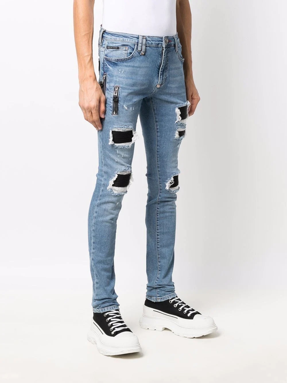 Biker Destroyed low-rise slim-cut jeans - 3