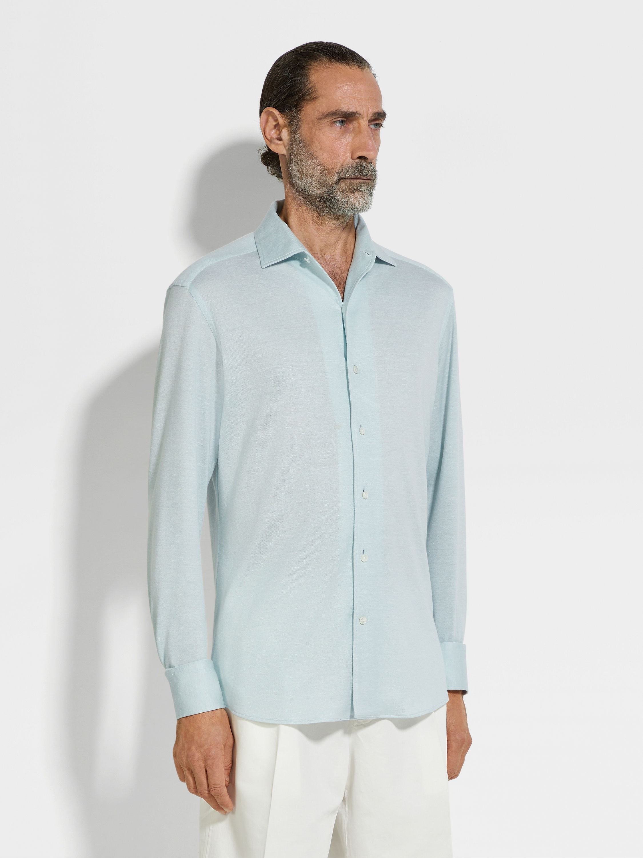 SILK AND LINEN BLEND SHIRT - 4