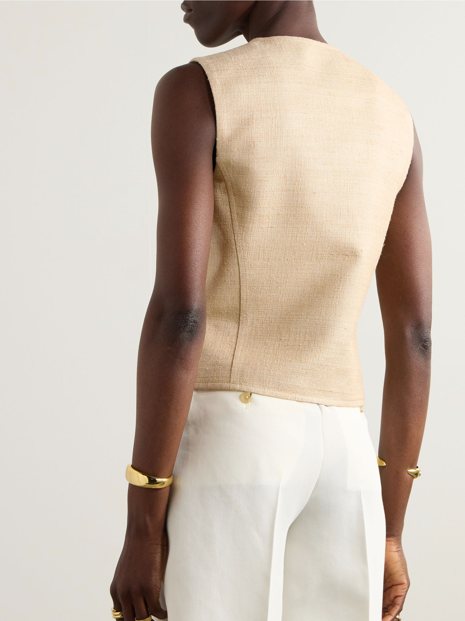 Rob silk vest Beige - 3