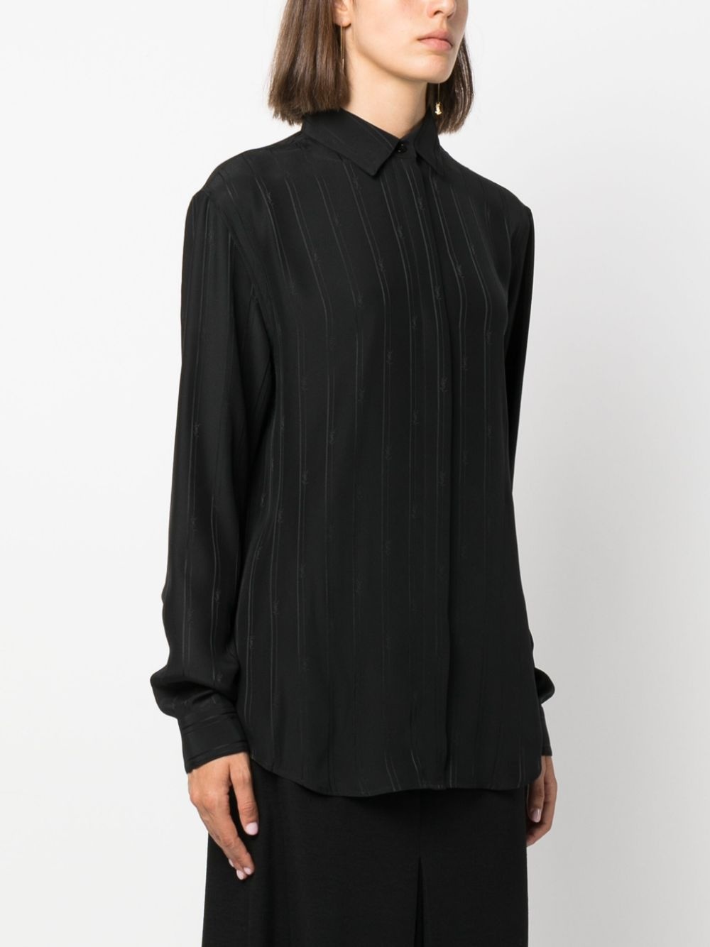 striped button-up silk shirt - 3