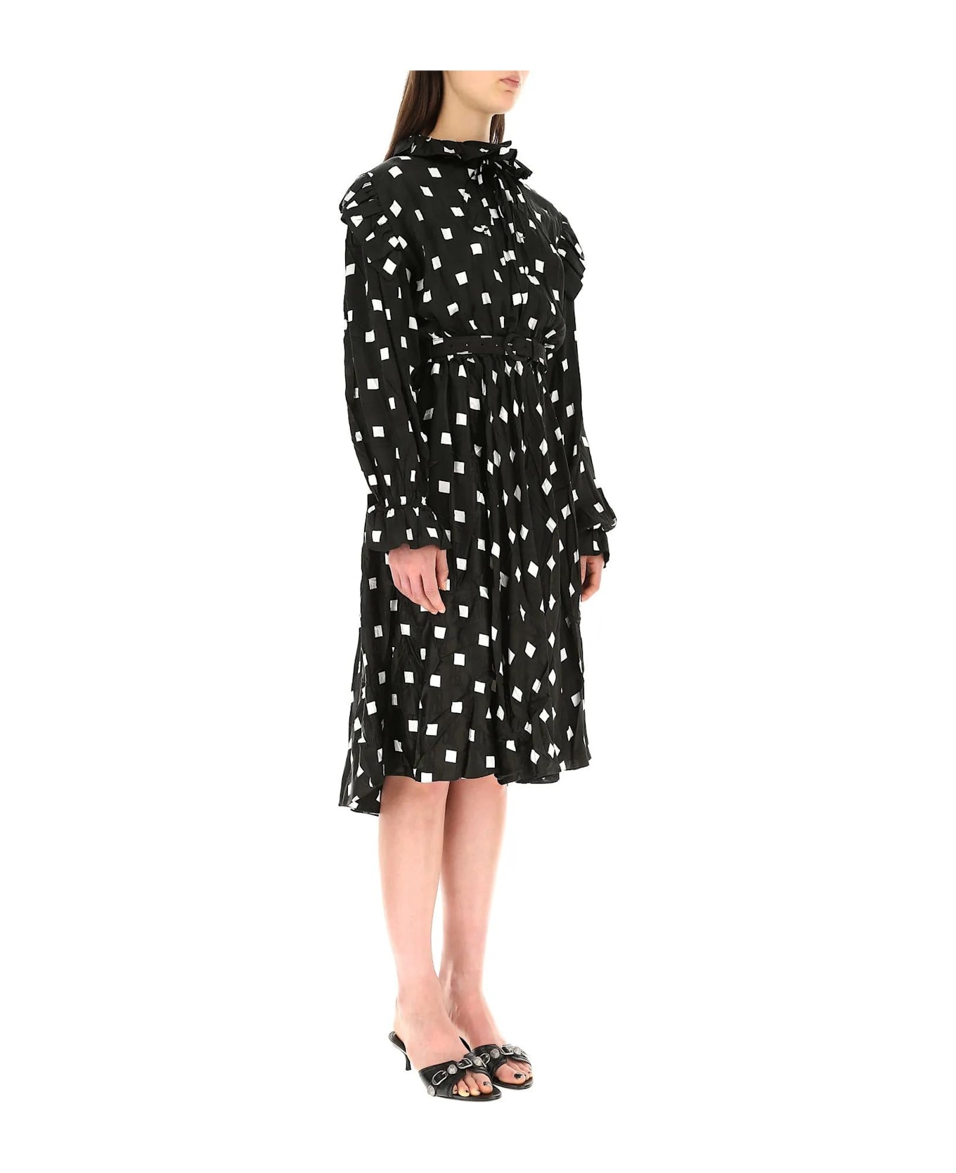 Embroidered Satin Dress - 4