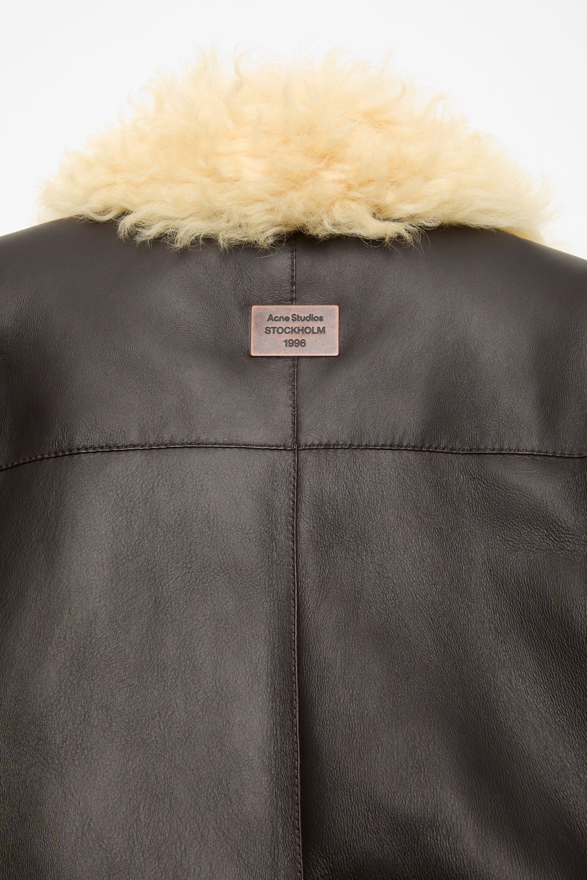 Shearling shirt jacket - Coffee brown/pale yellow - 5