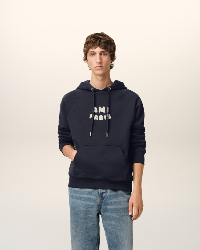 AMI Paris NAVY COTTON HOODIE WITH AMI PARIS PATCH outlook