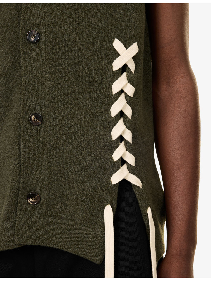 Lace-Up V-Neck Merino Wool-Blend Vest 5