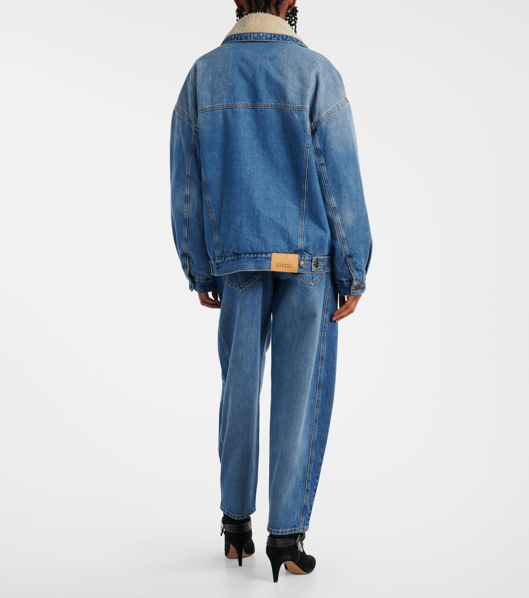 Pimia faux shearling-trimmed denim jacket - 3