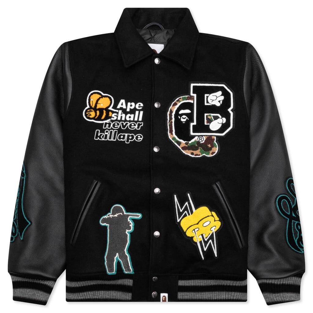 BAPE VARSITY JACKET - BLACK - 1