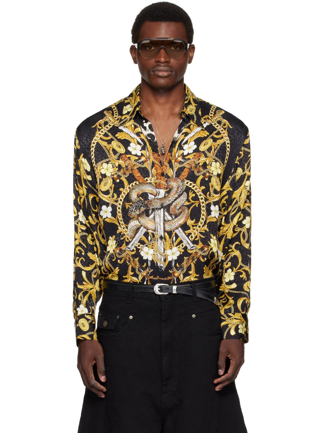 Black & Gold Slim Fit Shirt - 1