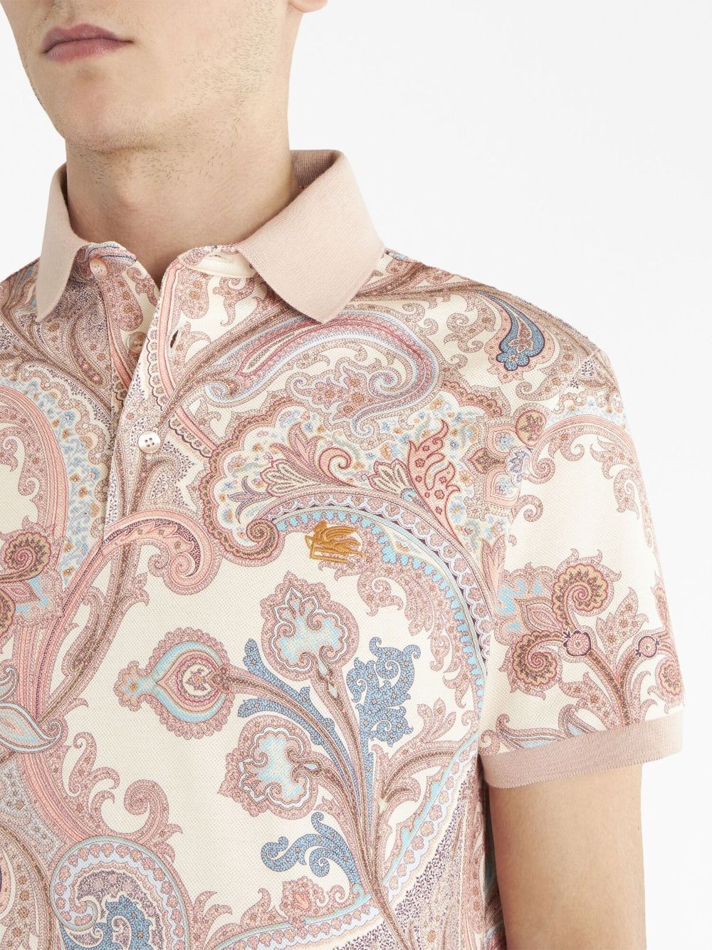 paisley-print cotton polo shirt - 4