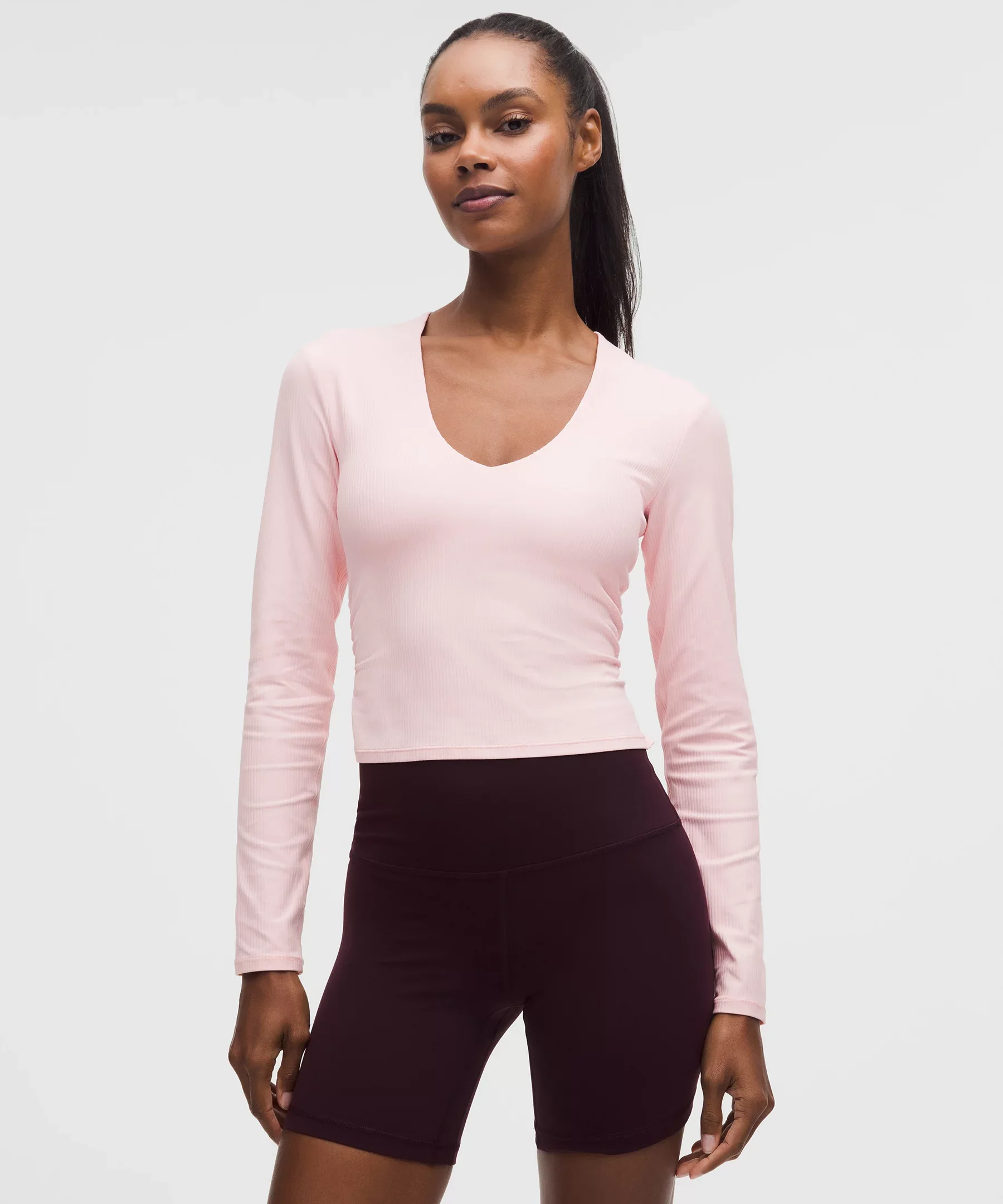 All It Takes Ribbed Nulu V-Neck Long-Sleeve Shirt *B-D Cups - 1