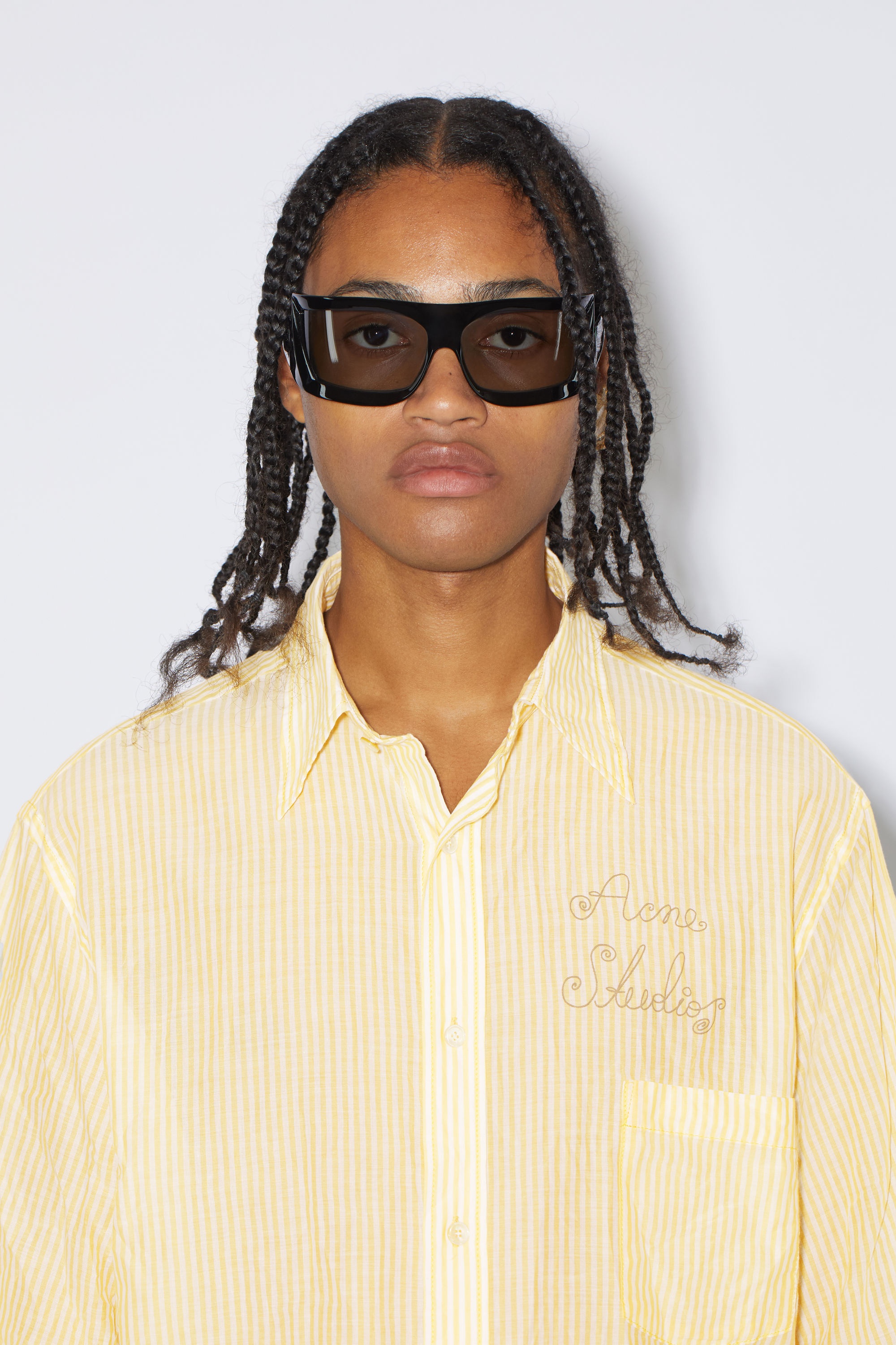 Short sleeve button-up shirt - Yellow/white - 5