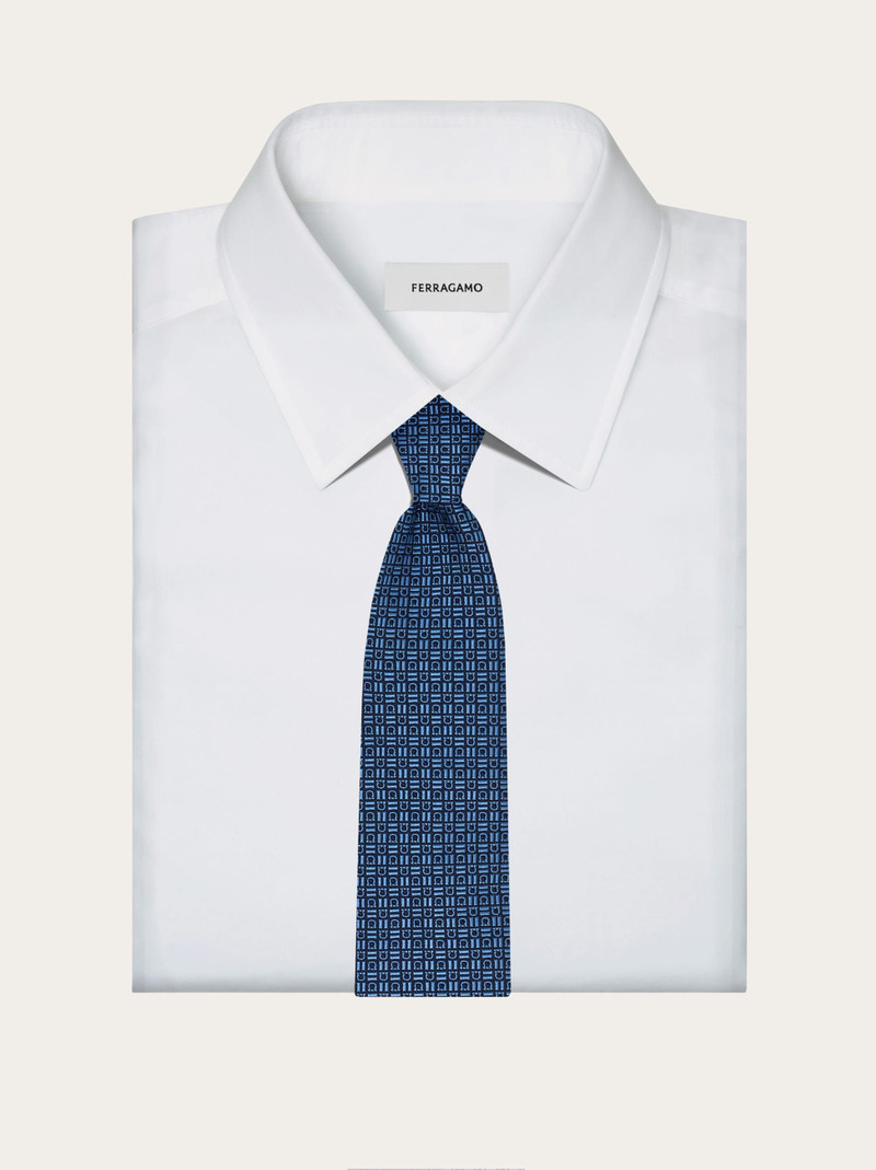 Gancini motif jacquard tie 4