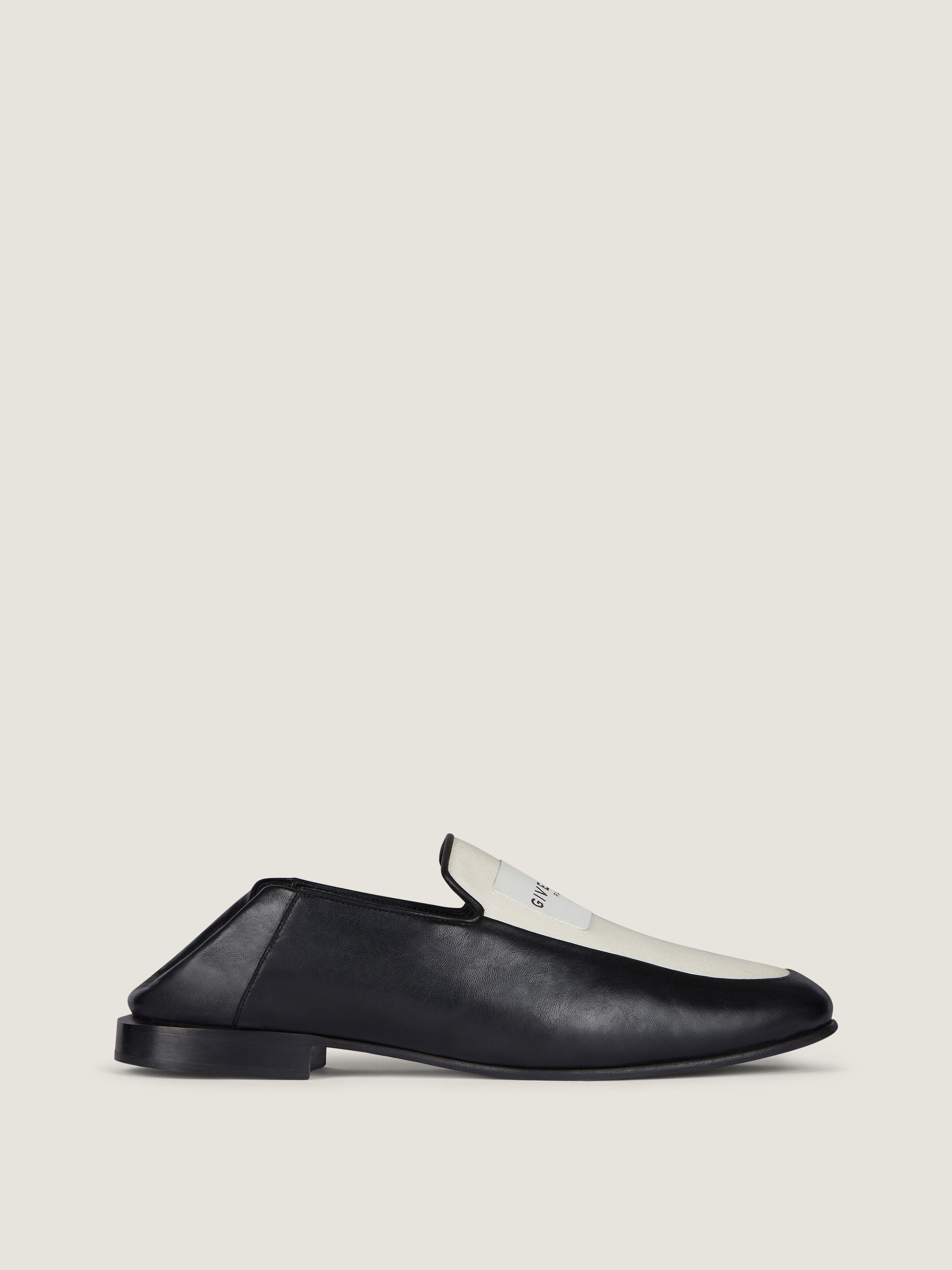 LABEL LOAFERS IN SHINY LEATHER AND CANVAS - 2