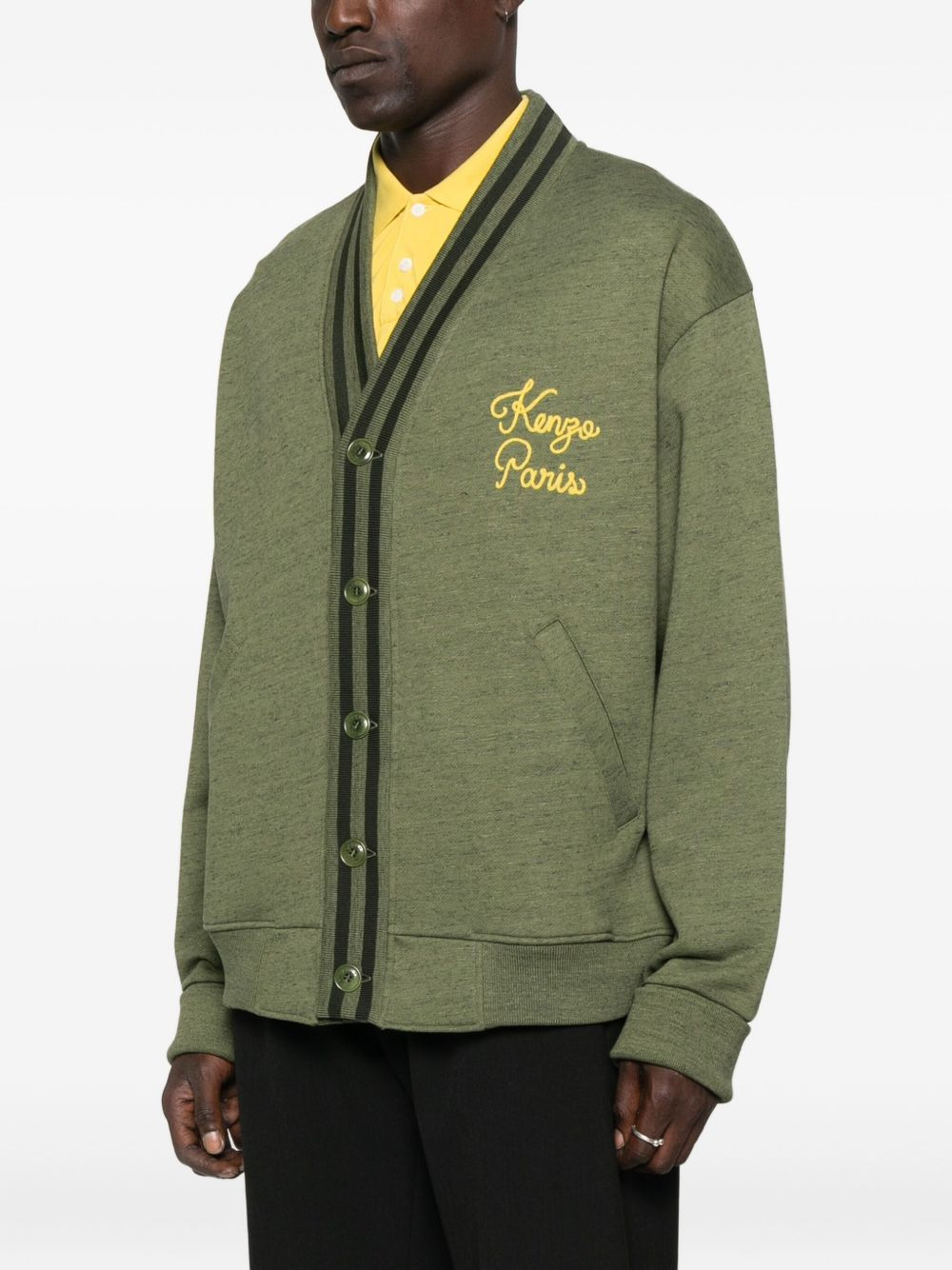 Paris Chainstitch-embroidered V-neck cardigan - 3