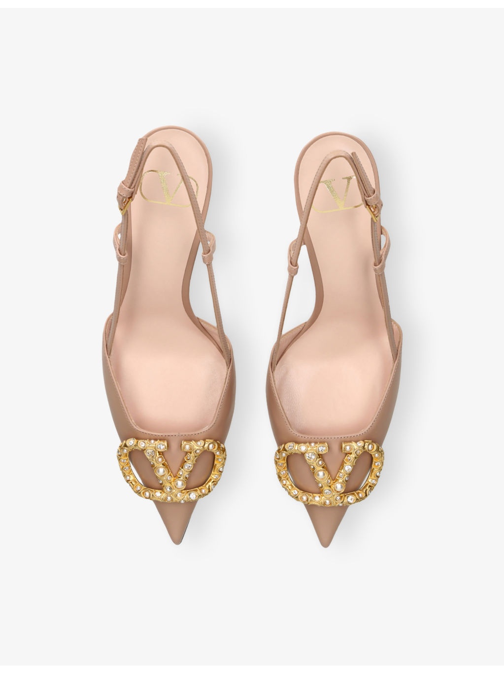 Vlogo 80 Crystal-Embellished Leather Slingback Courts - 2