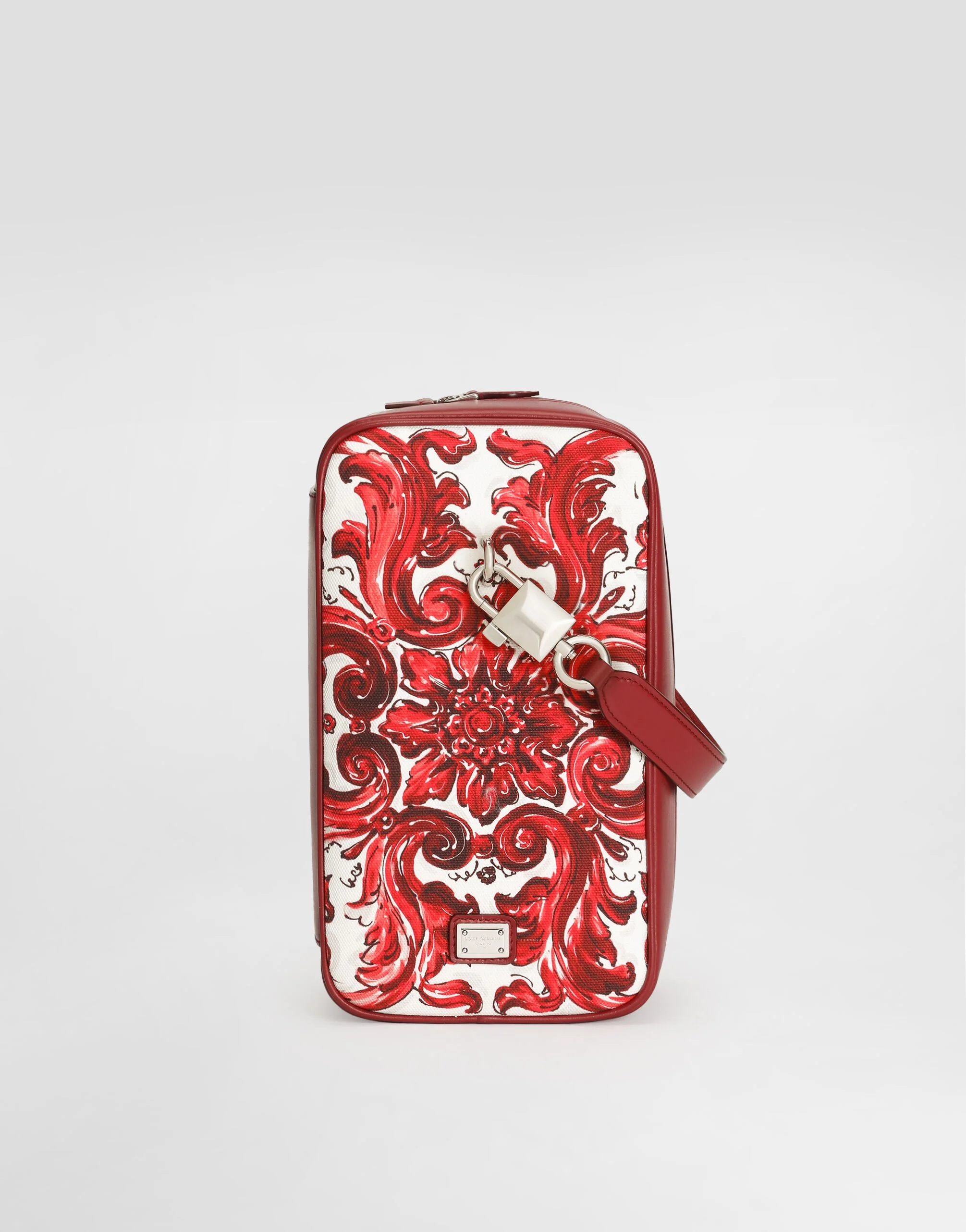 Majolica-print lock canvas handbag - 1