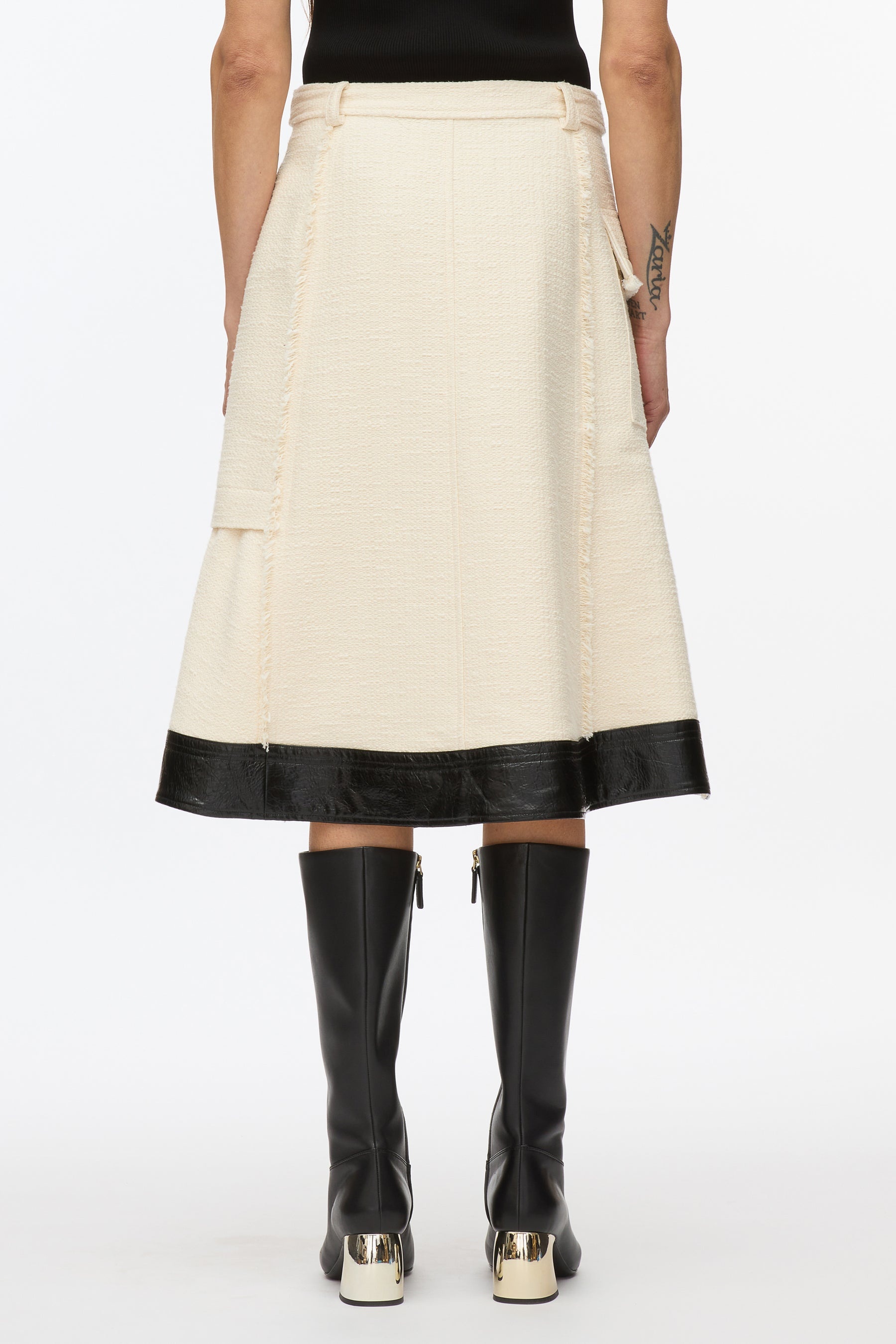 Flounce Hem Tweed Skirt - 5