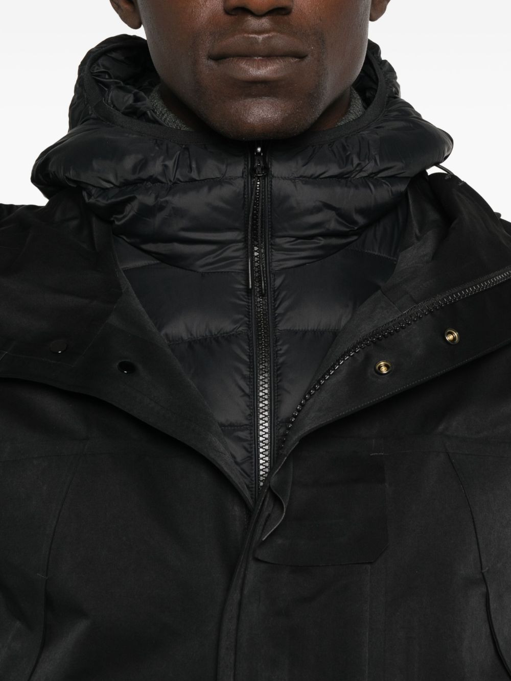 hooded panelled coat - 5
