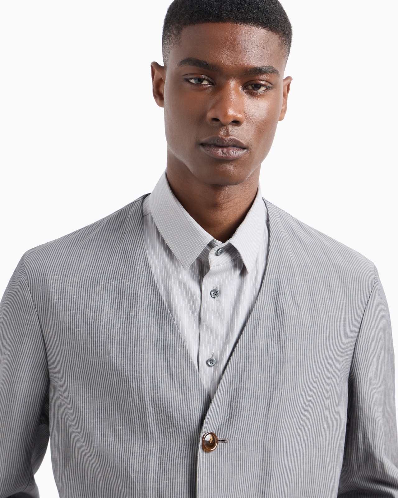 VISCOSE AND LINEN SINGLE-BREASTED JACKET - 5