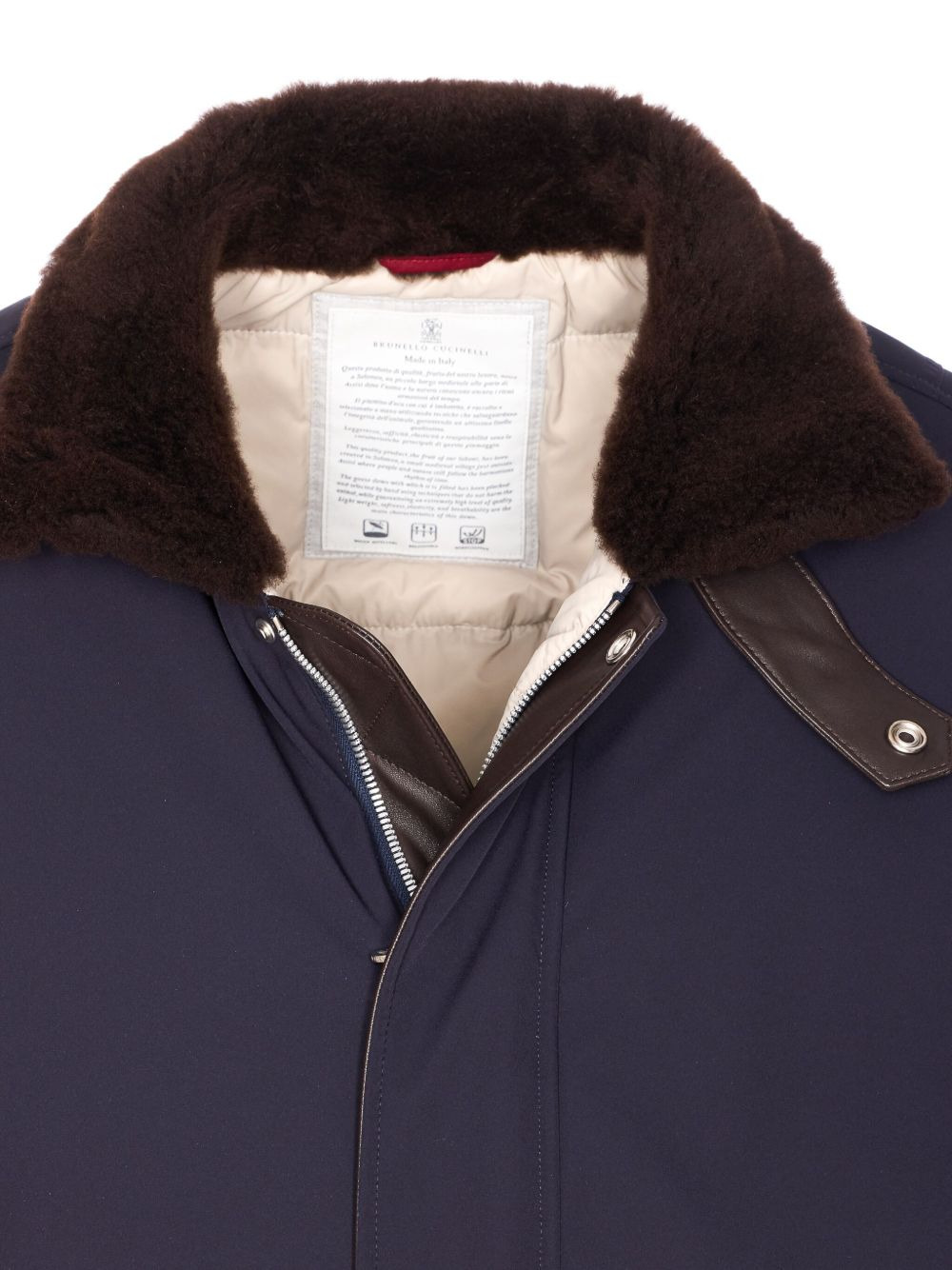 shearling-collar padded jacket - 4