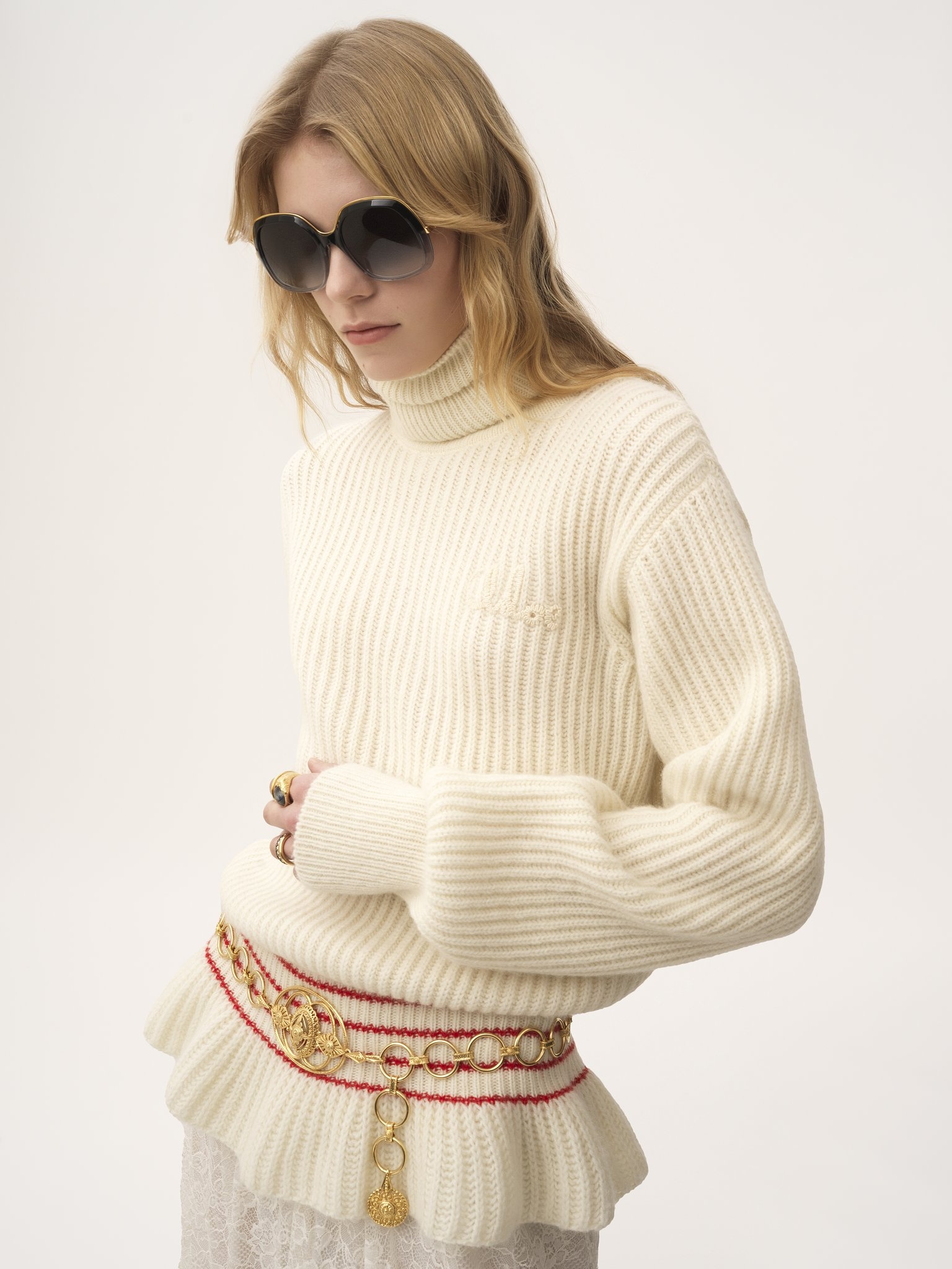 OVERSIZED LOGO TURTLENECK SWEATER IN A WOOL & MOHAIR KNIT - 4