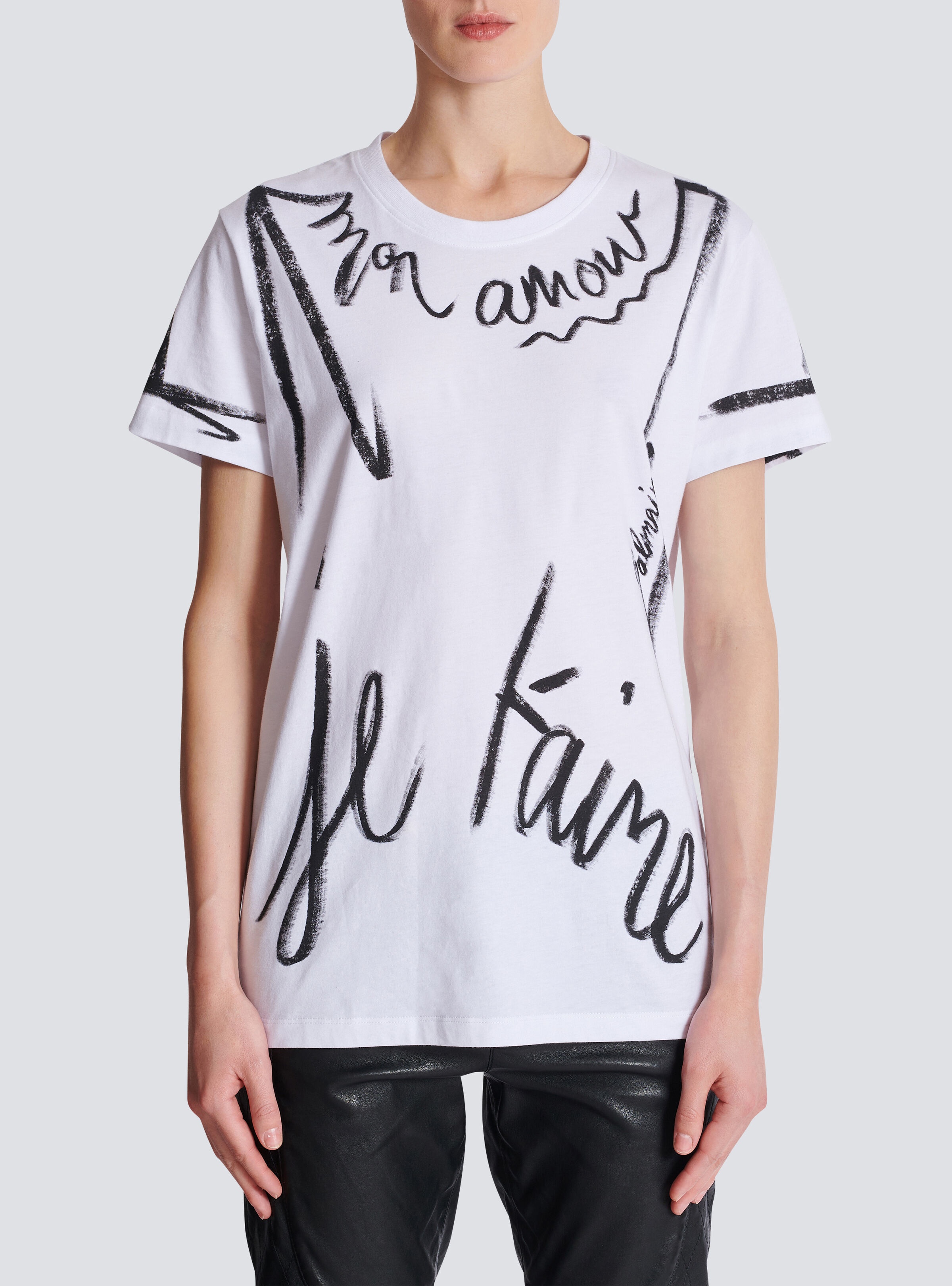 Short-sleeved T-shirt with "Je t'aime" print - 5