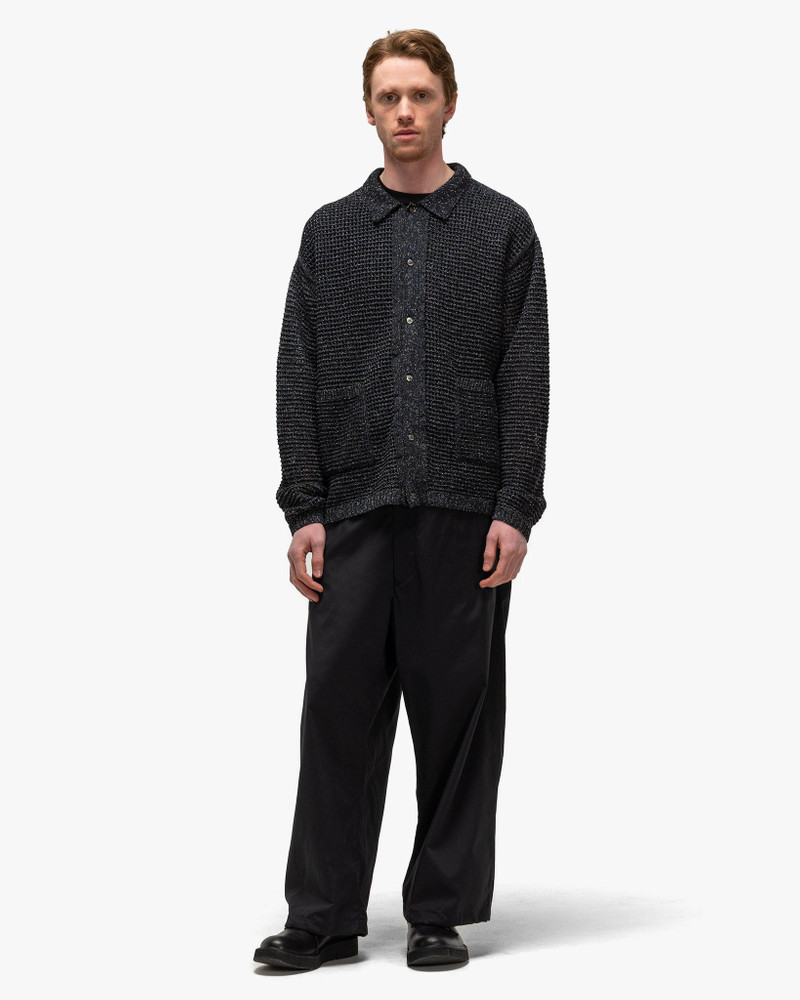 YOKE Mesh Knitted Shirt Cardigan Black outlook
