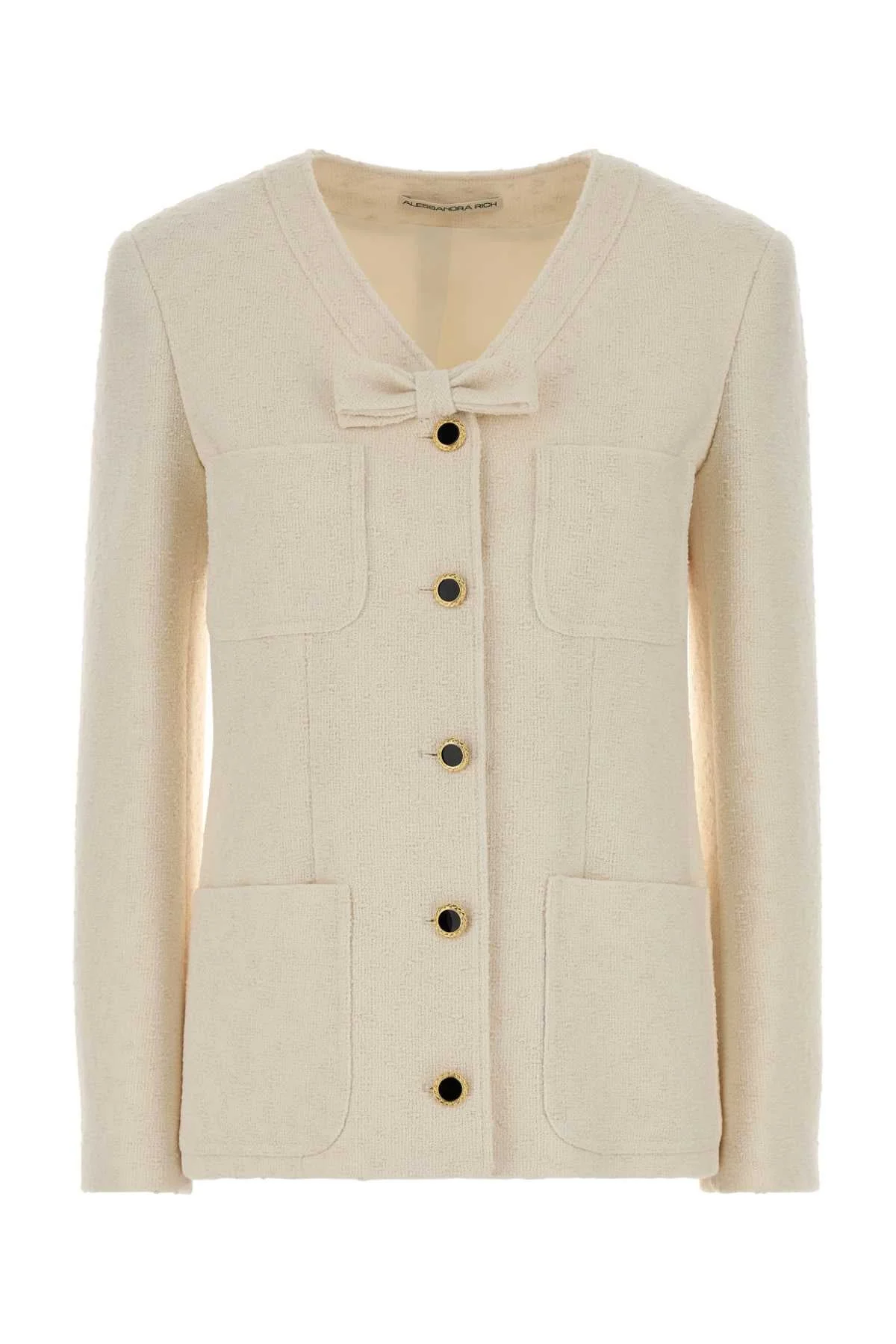 Alessandra Rich Women Ivory Boucle Blazer - 1