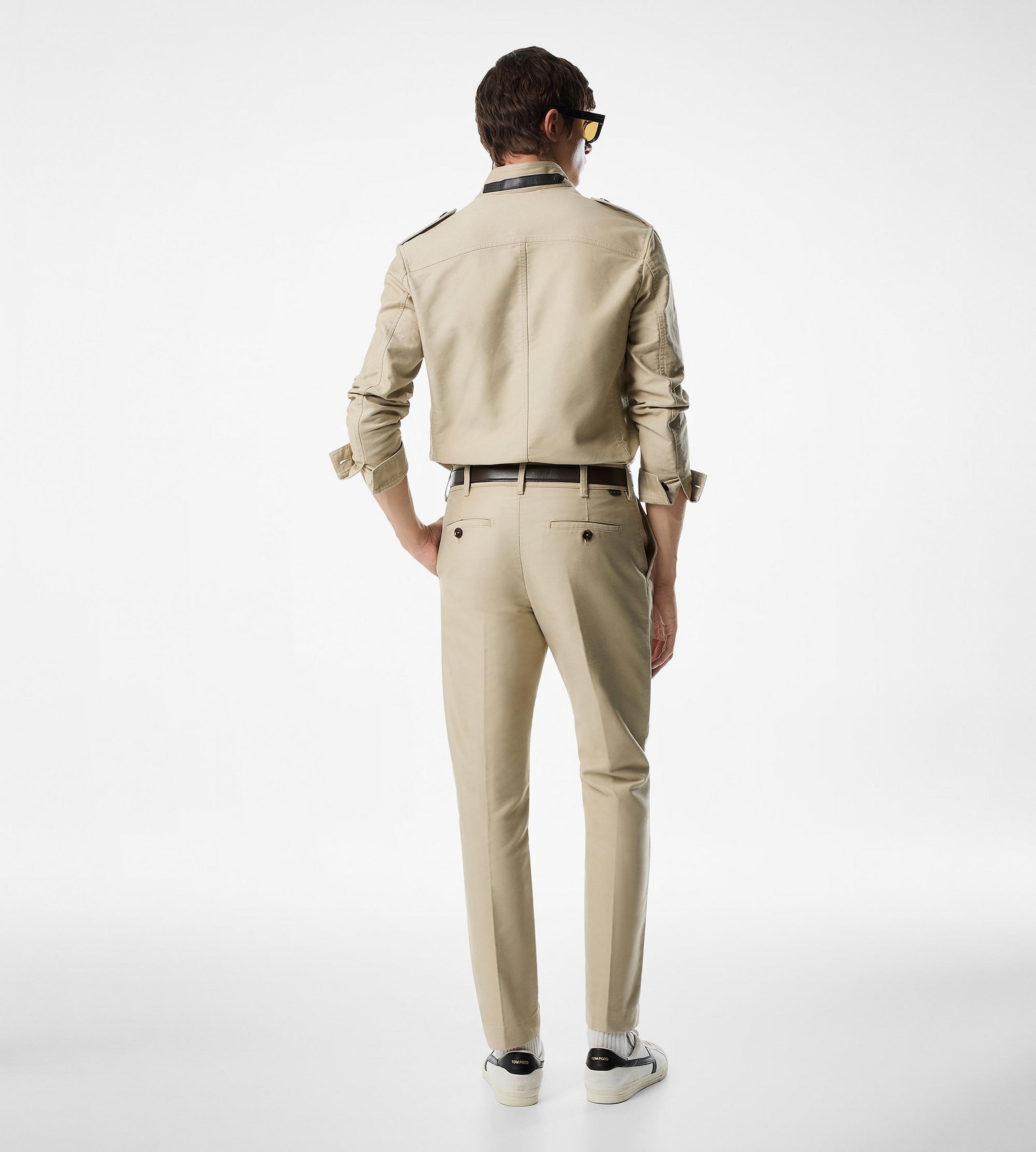 COTTON SATIN STAND COLLAR OUTERSHIRT - 3