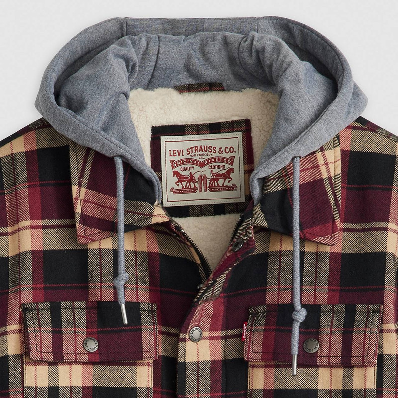 COTTON PLAID SHERPA LINED SHACKET 4