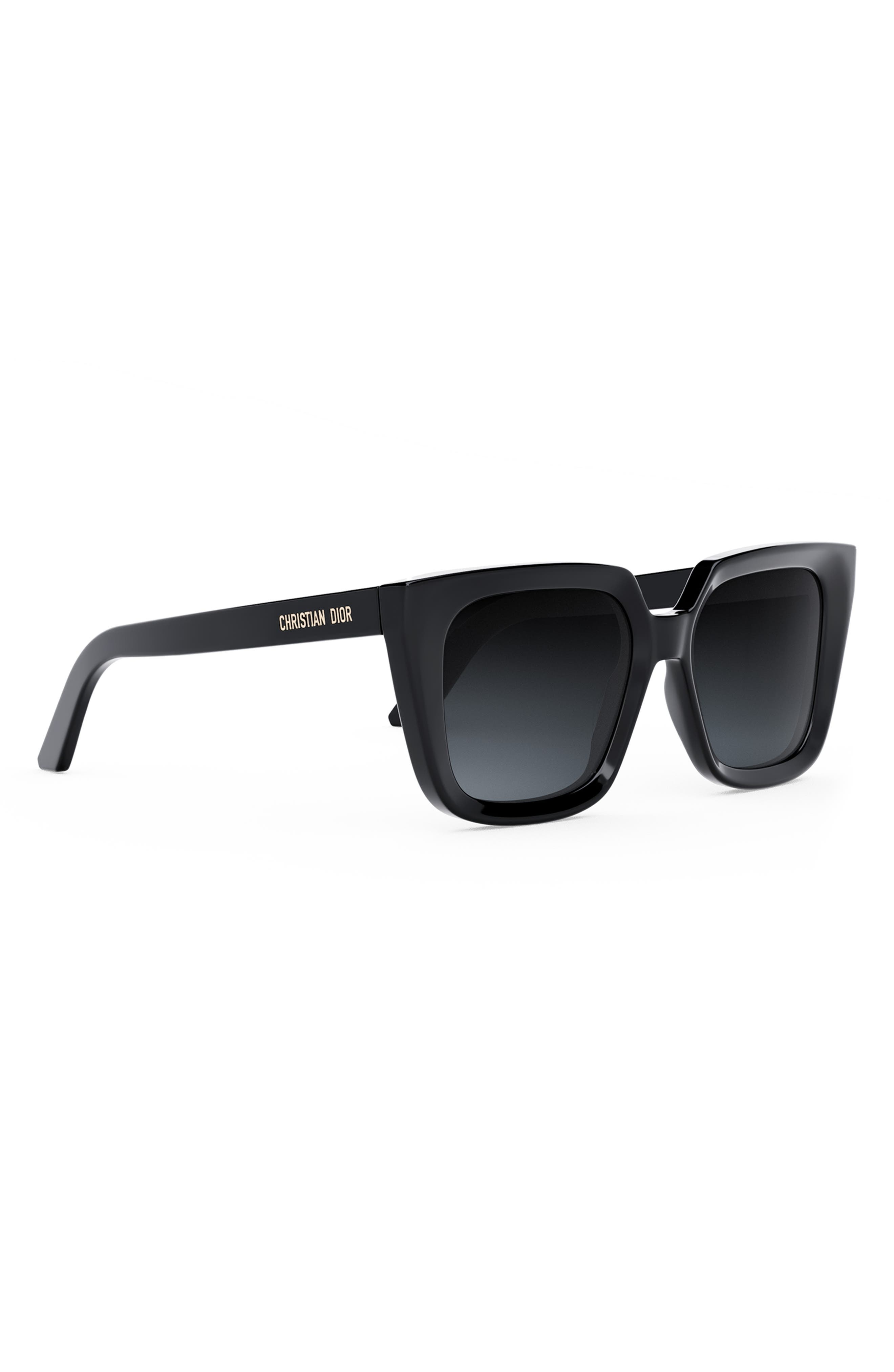 'DiorMidnight S1I 53mm Square Sunglasses in Shiny Black /Gradient Smoke at Nordstrom - 8