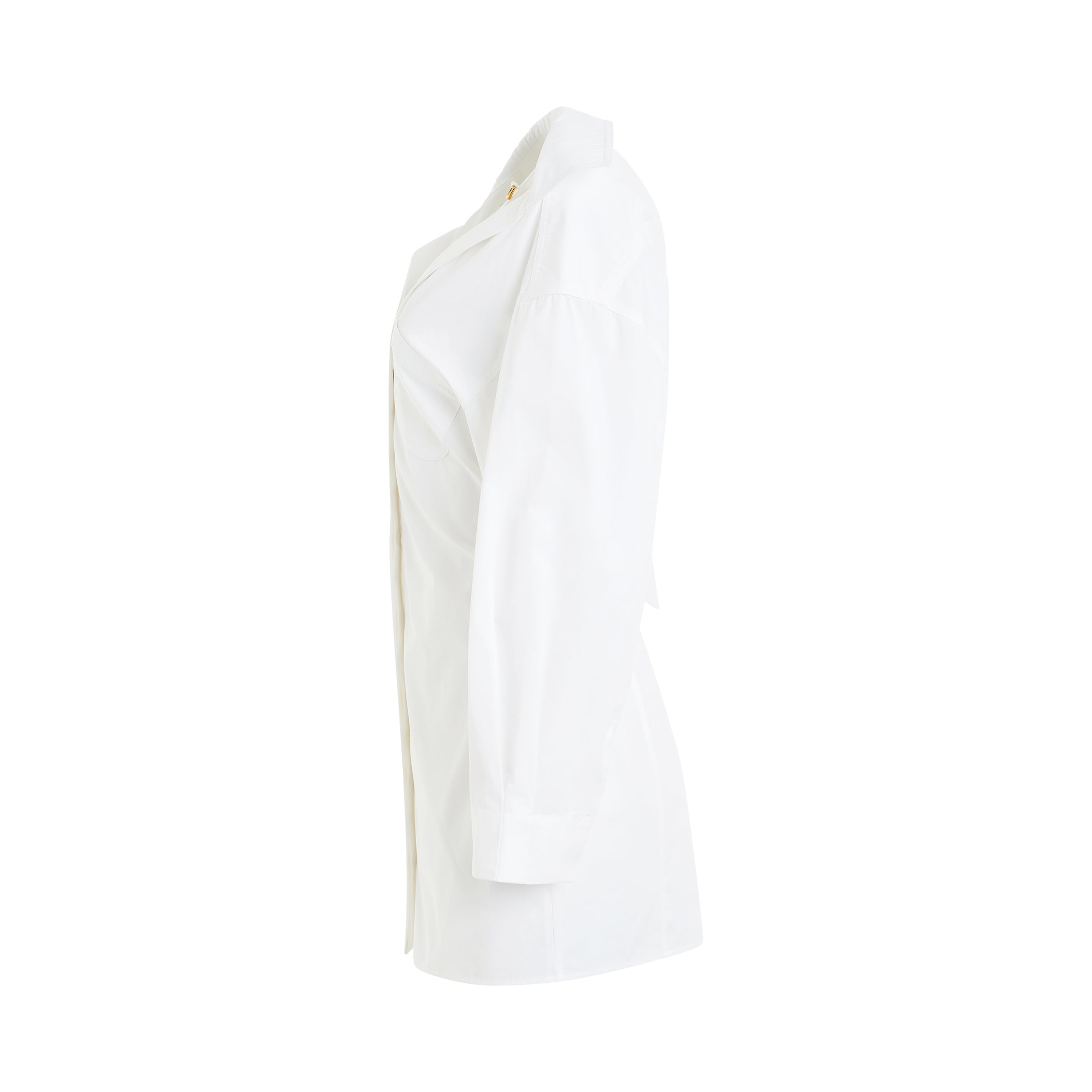 La Mini Robe Chemise Dress in White - 3