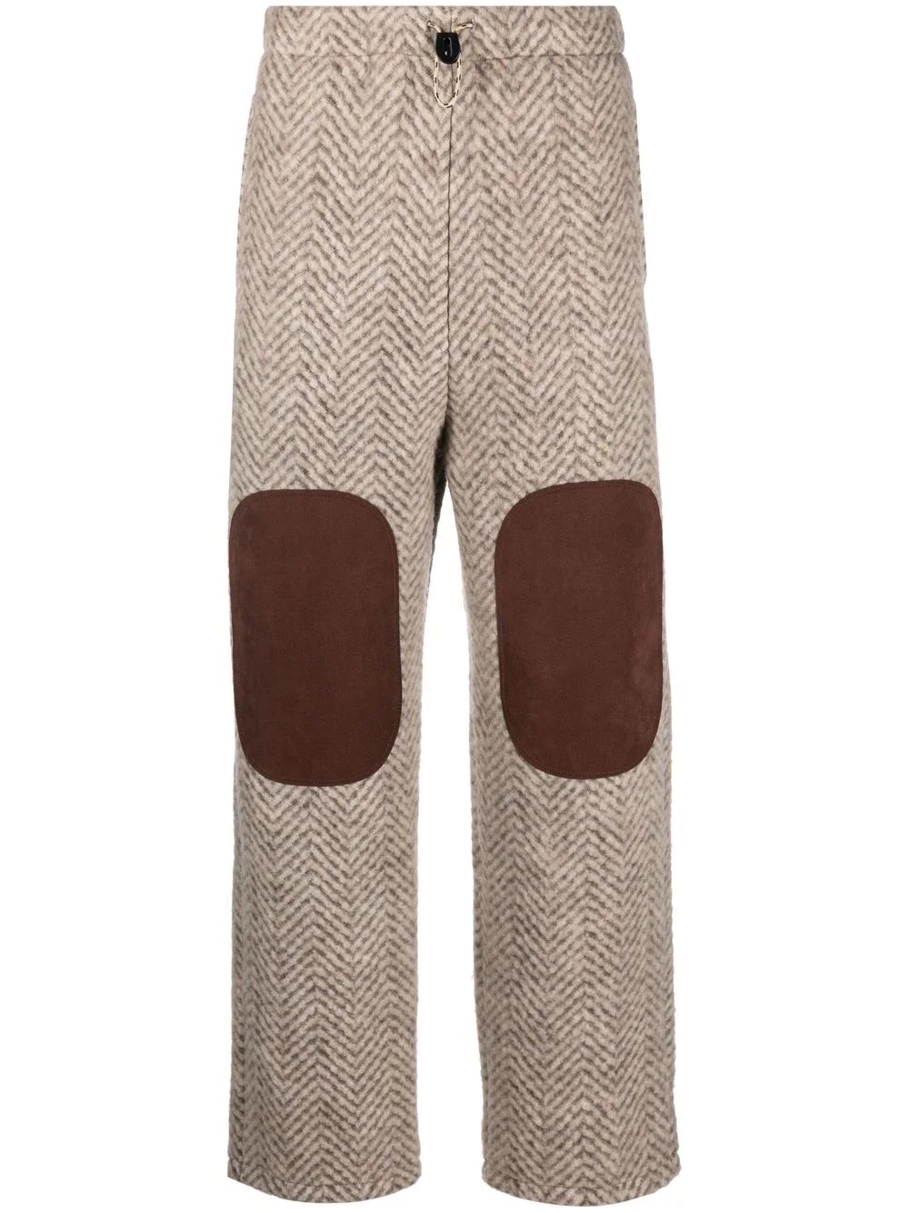 fleece herringbone-pattern trousers - 1