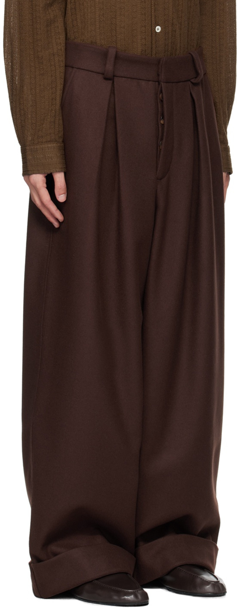 KING & TUCKFIELD Brown Roll Cuff Chino Trousers outlook