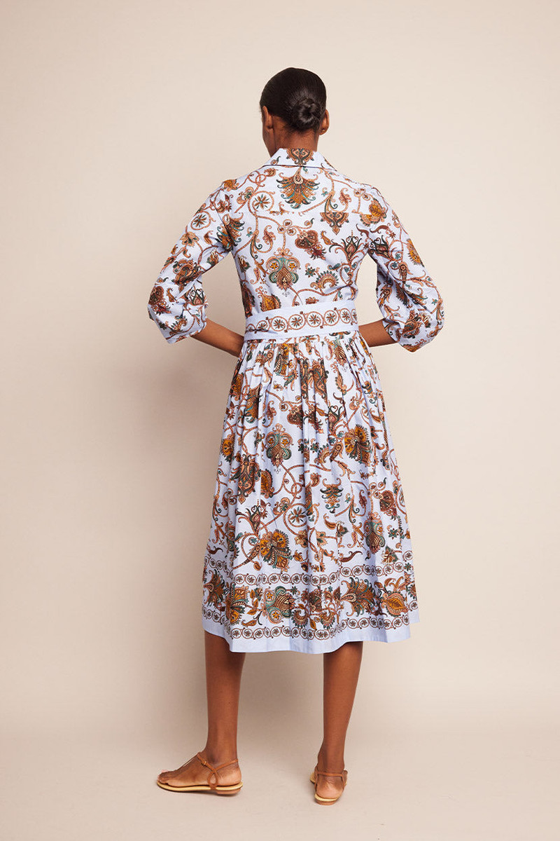 Raya Dress A Button Up Dress Featuring a Blouson Sleeve and Chic Sash 3