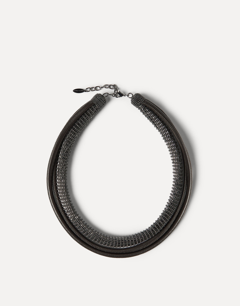 Leather precious necklace 1