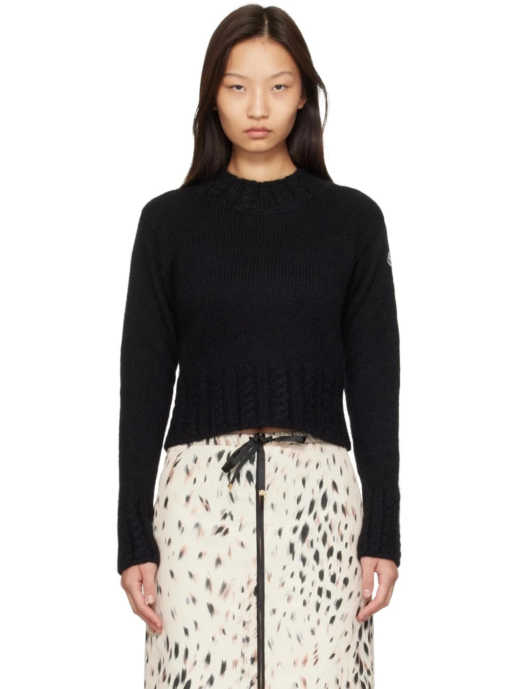 Black Alpaca Blend Turtleneck Sweater - 1