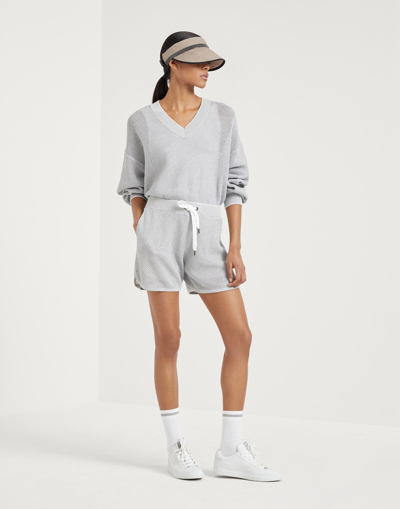Cotton sparkling net knit shorts 4