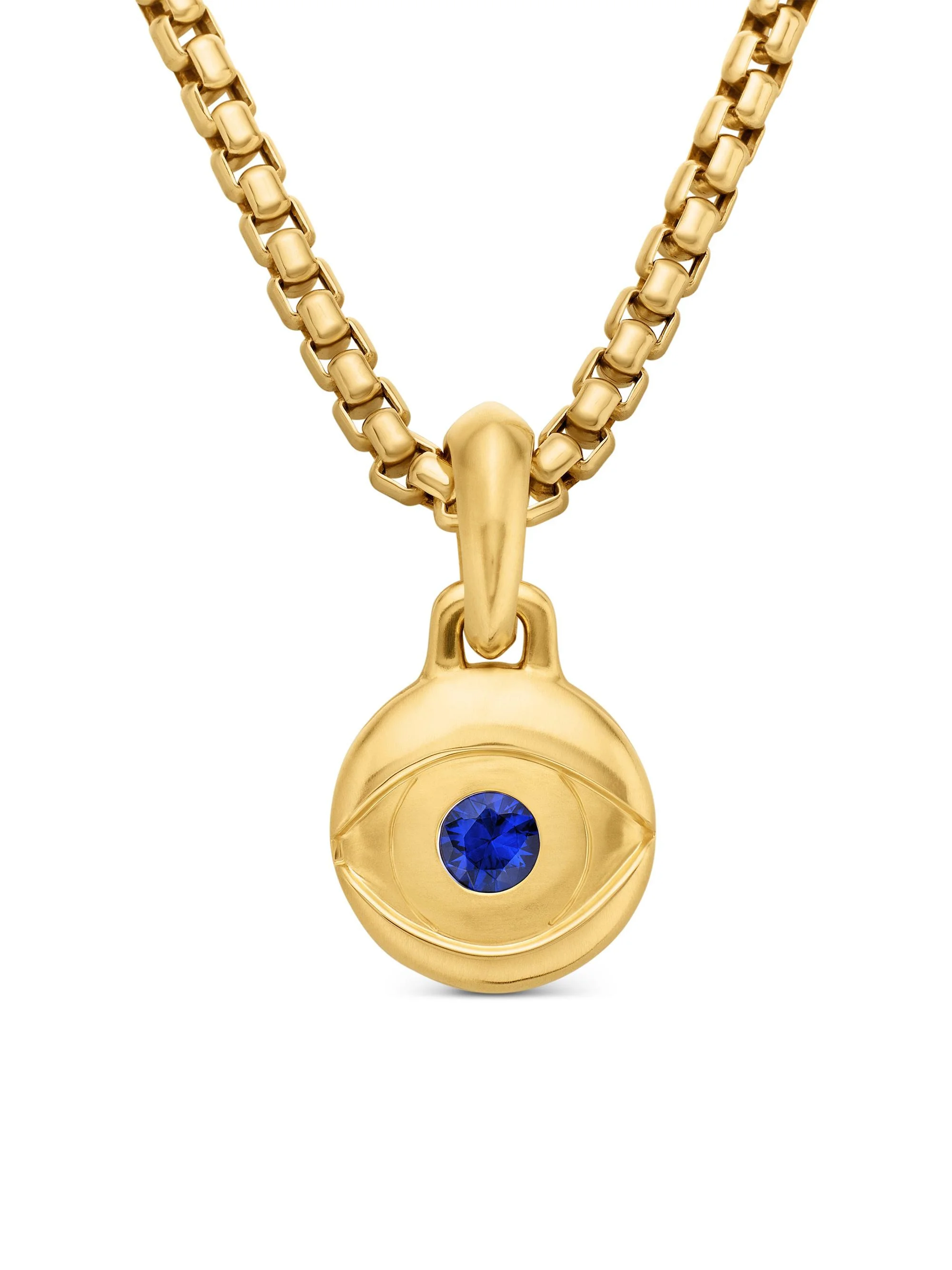 Men's Evil Eye Amulet in 18K Yellow Gold - Sapphire - 1