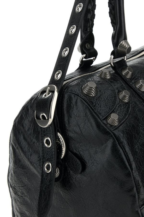 Black nappa leather Le Cagole shopping bag - 5