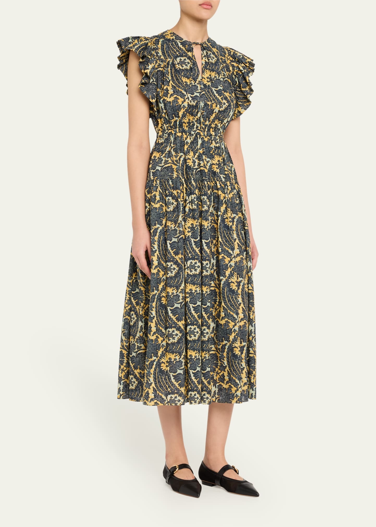 Kairi Flutter-Sleeve Midi Dress - 4