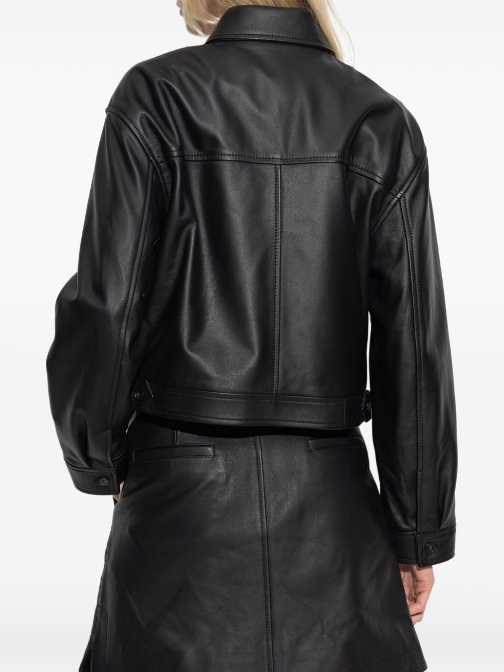 cropped leather jacket - 4
