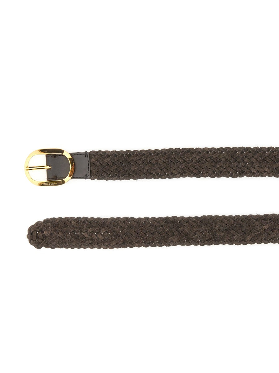 Tom Ford Men Woven Leather Belt - 2