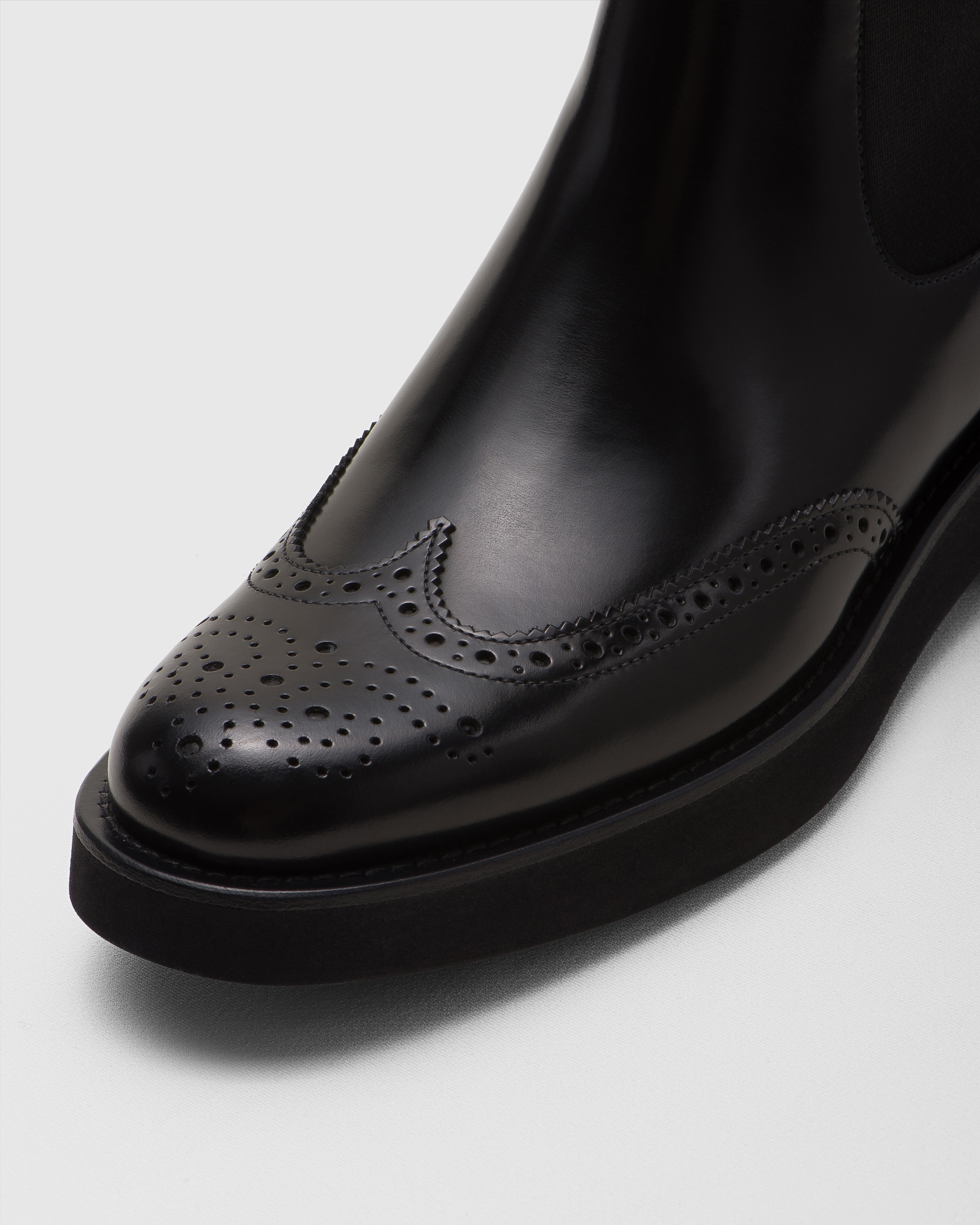 Polished Fumé Brogue Chelsea Boot - 3