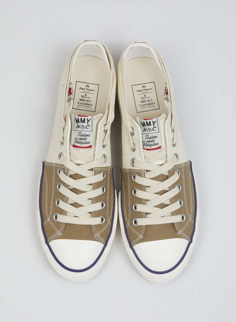 Nigel Cabourn NC X Mihara Yasuhiro New Bowling Shoe in Khaki/White outlook