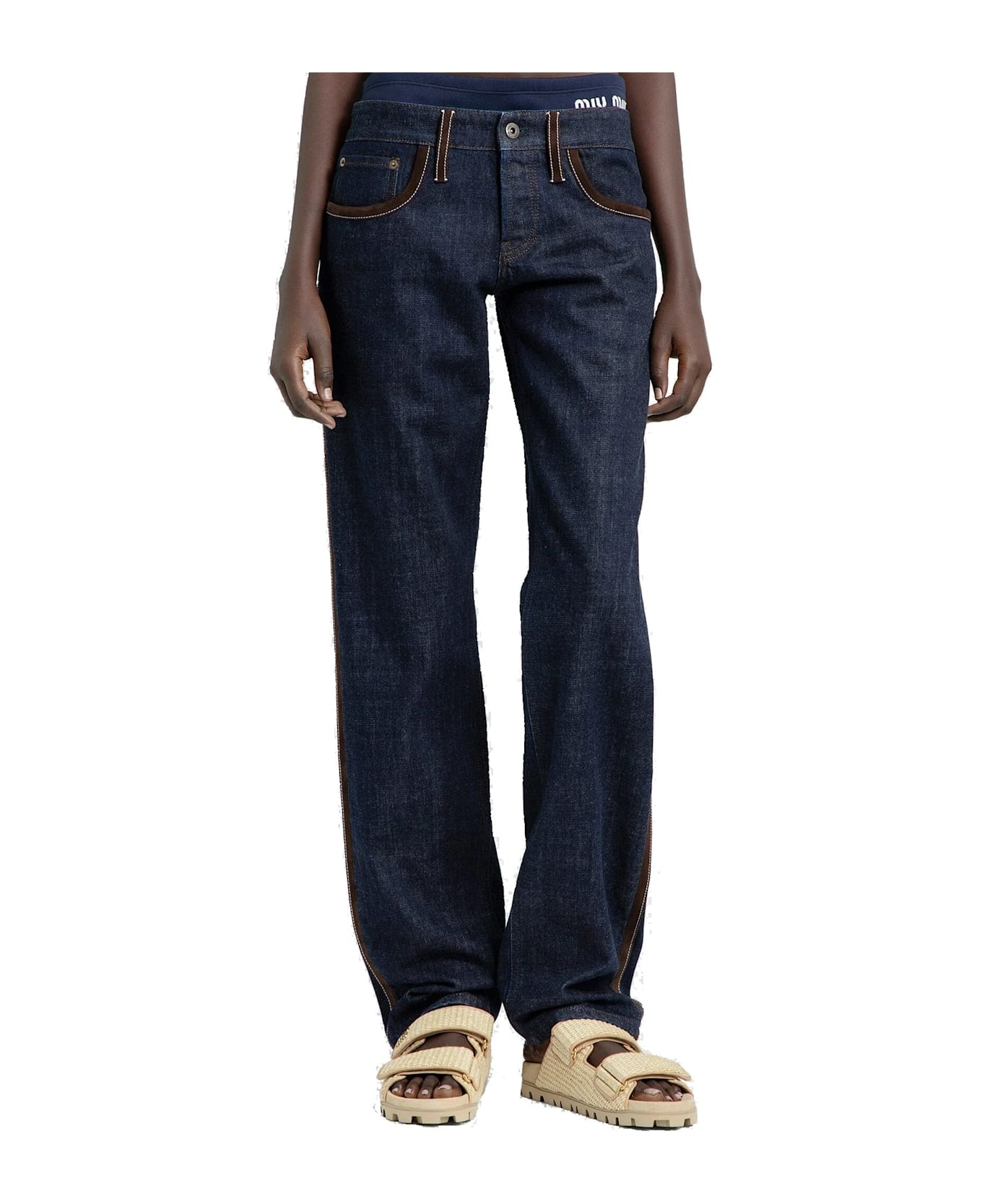 Miu Miu Piped-trim Denim Jeans | italist | REVERSIBLE