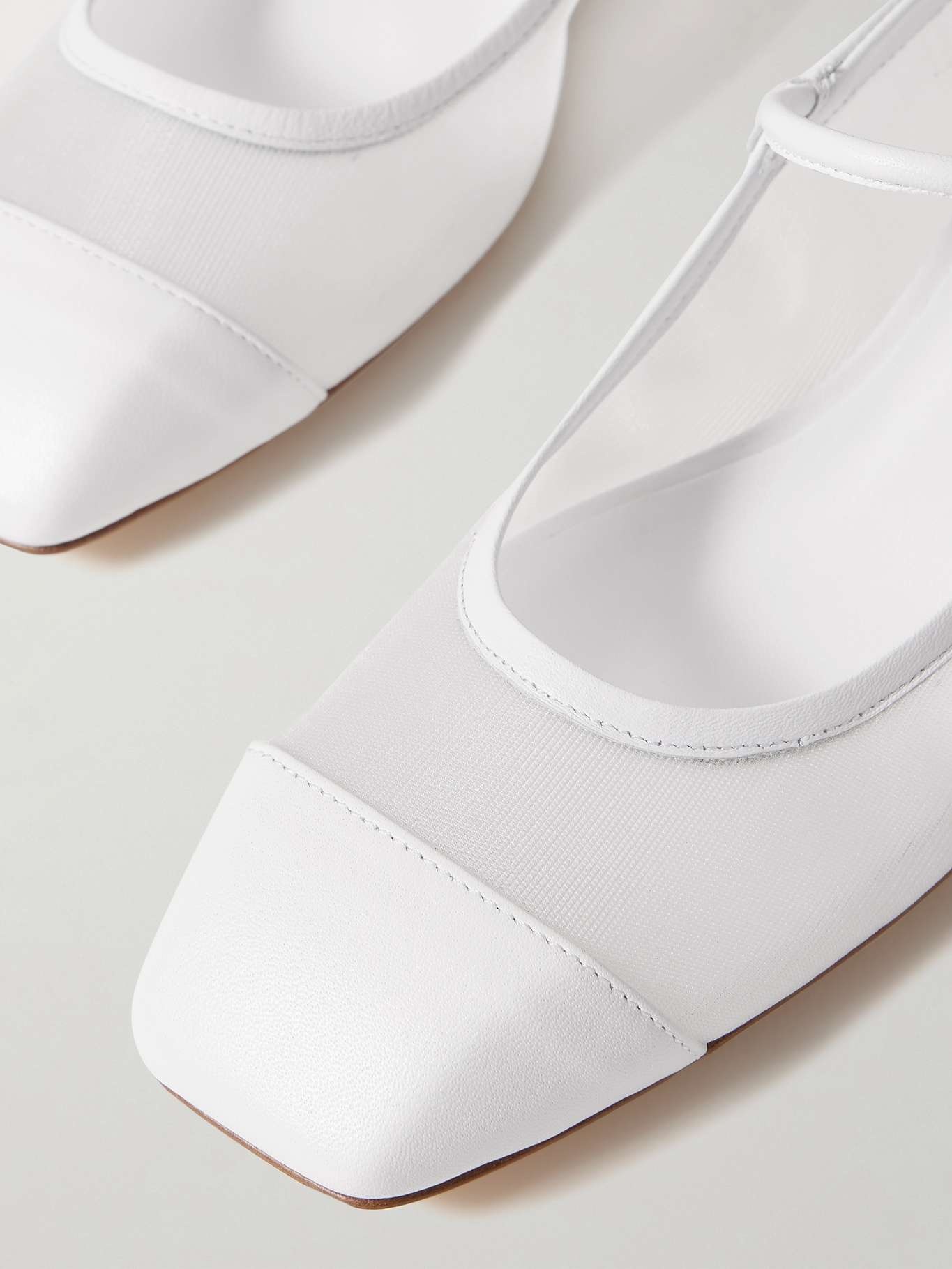 Uma mesh and leather Mary Jane flats White - 4