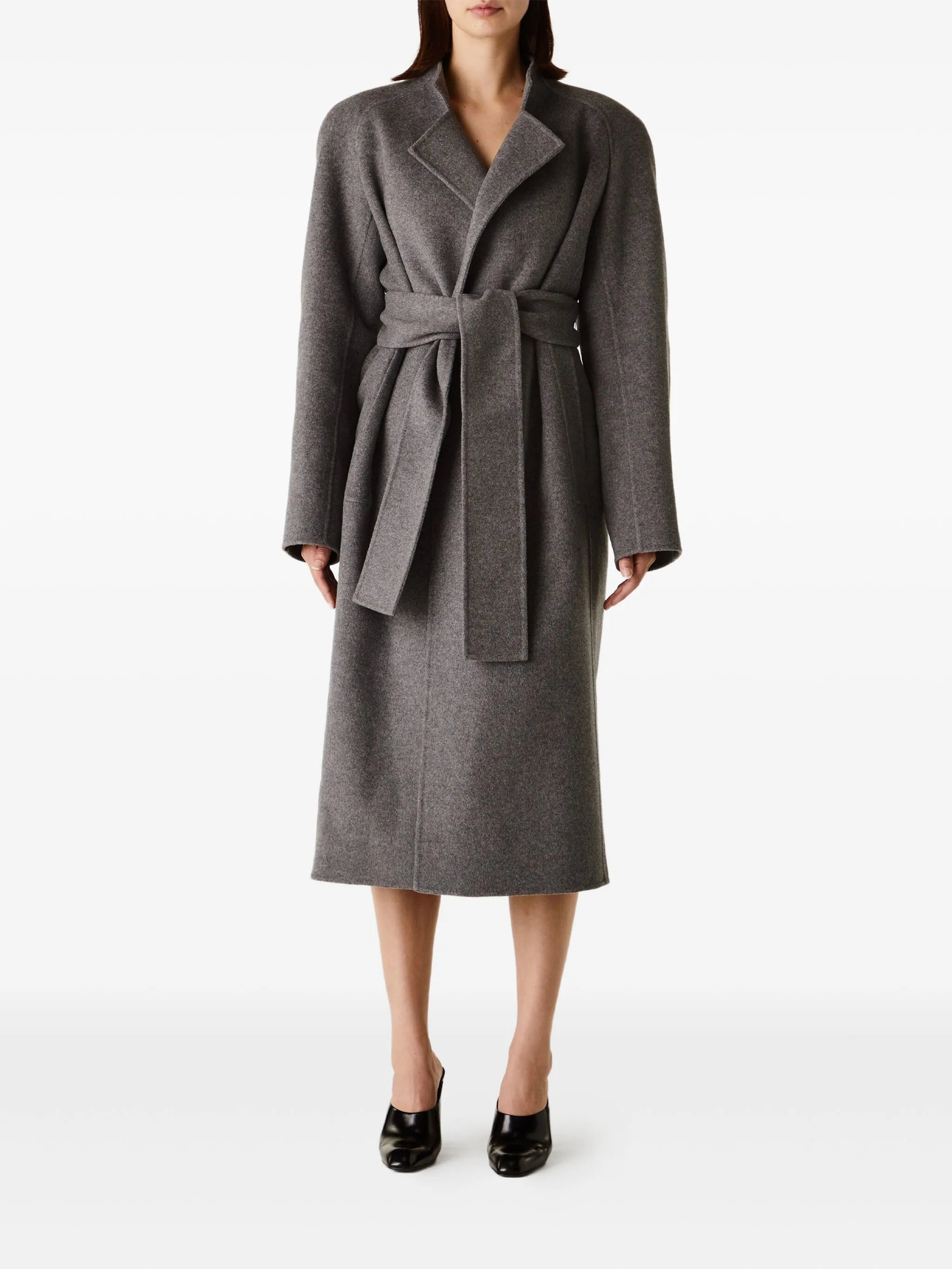 belted wool single-breasted coat - 2