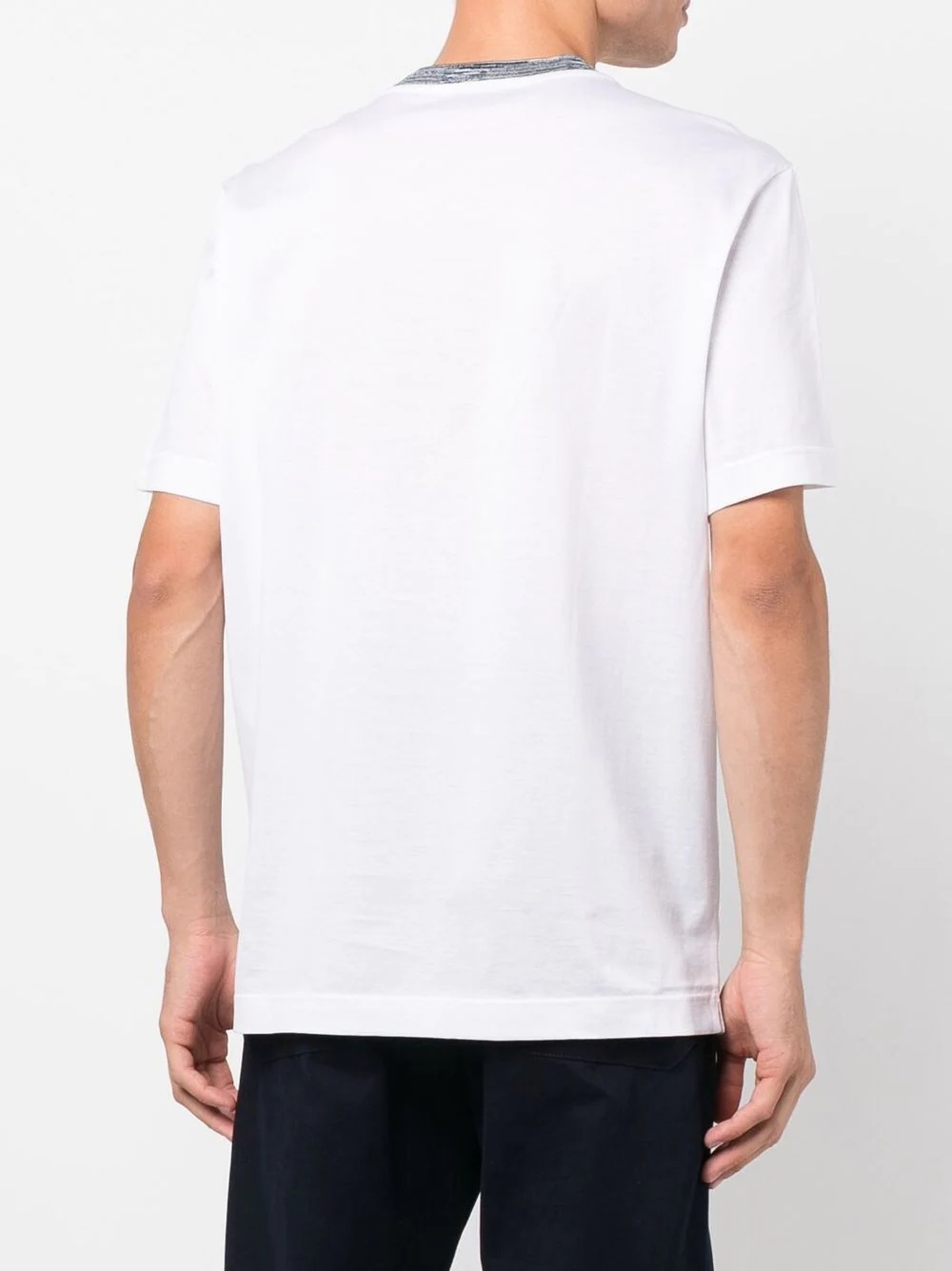 contrasting-neckline detail T-shirt - 4